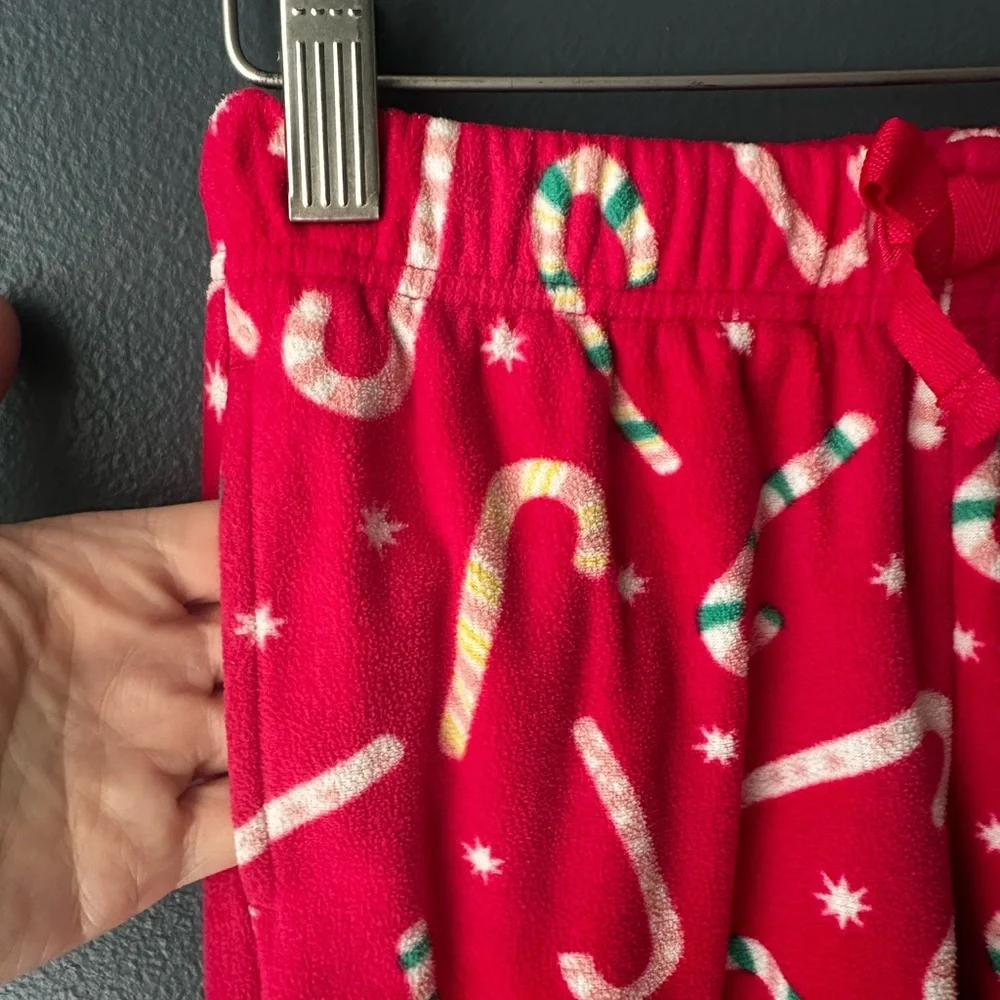 🩷 OLD NAVY girls pajama pants size 8 youth hot pink candy canes fleece pjs EUC